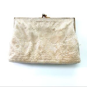 Vintage beautiful ivory beaded clutch